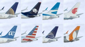 Algunos de los principales operarios del 737 MAX, en sentido horario: United Airlines, Aeromexico, Aerolíneas Argentinas, Gol Linhas Aereas, Copa Airlines, American Airlines y Air Europa. (Infobae) 