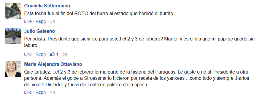 Parte de las críticas al presidente de la República, Mario Abdo Benítez.